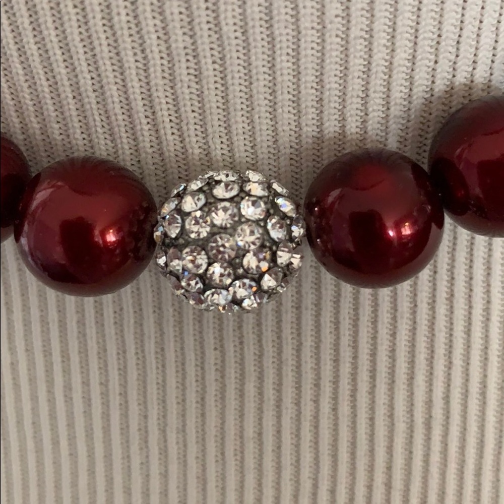 Bead necklace with main cubic zirconia diamond - Picture 2 of 3